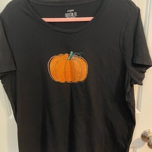 J Crew Factory pumpkin decal black t-shirt short sleeve shirt size xxl